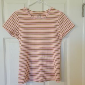 J Crew Striped Fine Rib Cotton Tee